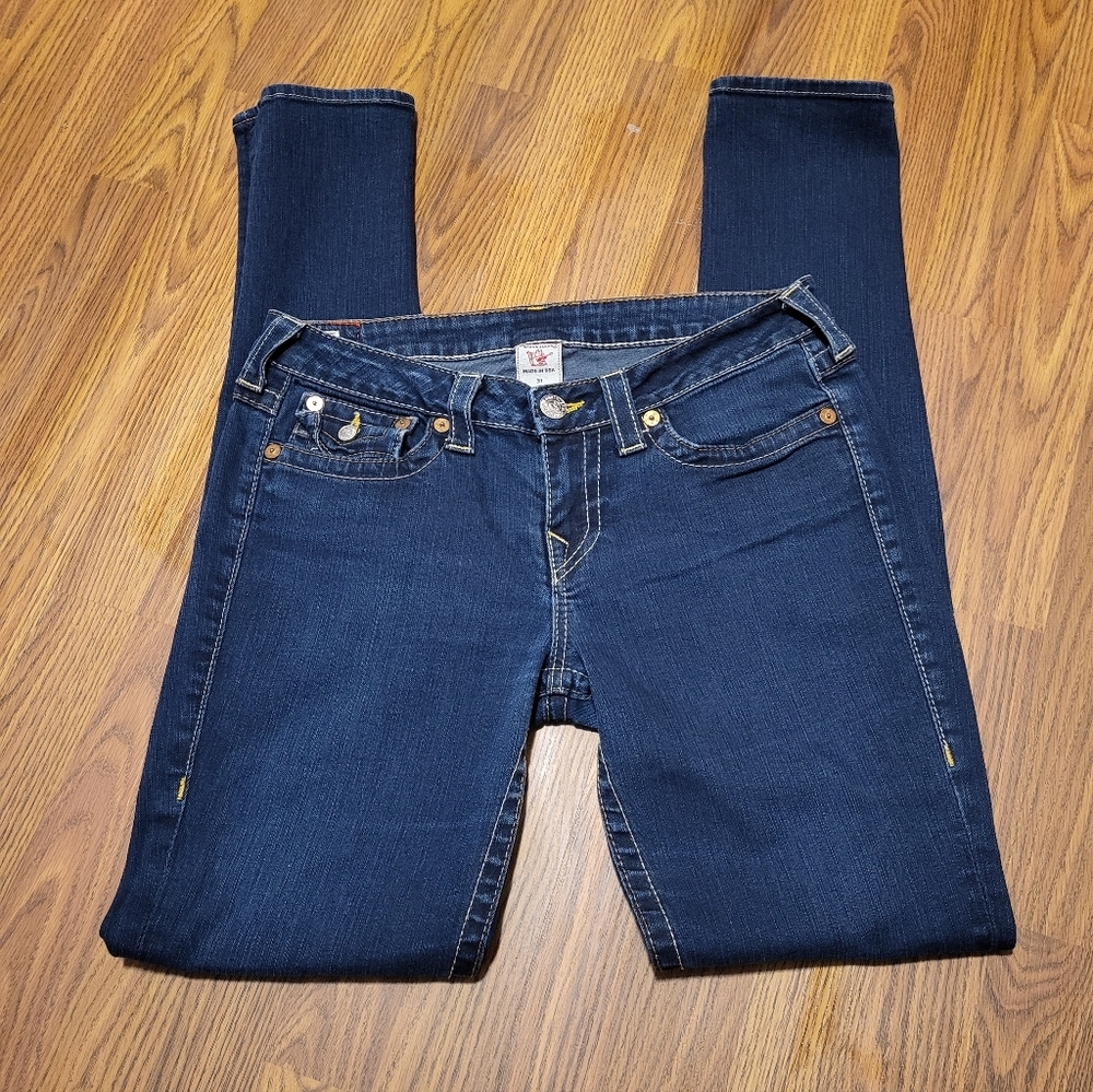 True Religion Jodie Jeans Women’s W31 L32 Dark Blue Stretch Denim USA B15